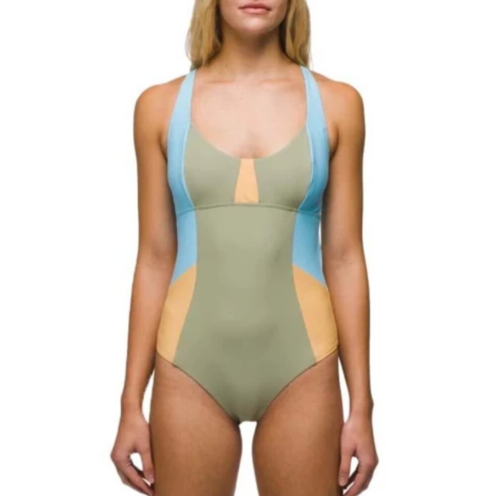 prAna Tulum One Piece Swimsuit Size M | NWT | Sweet Agave Color Block - Picture 1 of 3